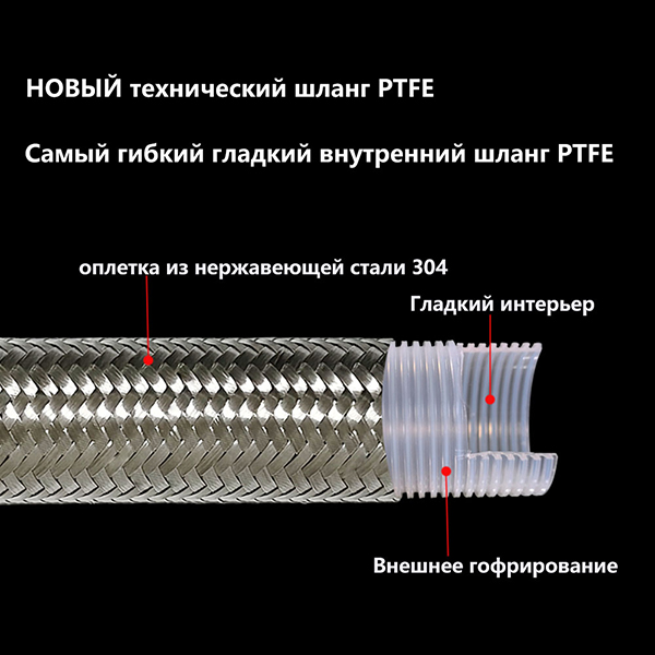 внутренний гладкий гофрированный шланг из ПТФЭ, оплетенный нержавеющей сталью 304 , высококачественный фармацевтический шланг из ПТФЭ-4